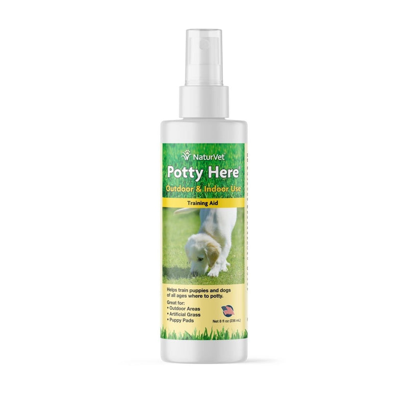 NaturVet – Potty Here Training Aid Spray | Attractive Scent Helps Train Puppies & Dogs Where to Potty | Formulated for Indoor & Outdoor Use | 8 oz