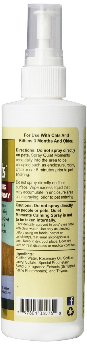 NaturVet Quiet Moments Herbal Calming Spray, 8 Ounce - Feline - 797801035750