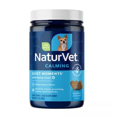 NaturVet Quiet Moments Plus Hemp Calming Aid Soft Chews for Dogs - 60 CT