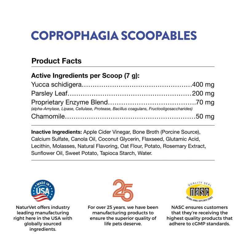 NaturVet Scoopables Coprophagia for Dogs - No Poop Eating for Dogs - Stool Eating Deterrent Supplement with Probiotic & Digestive Enzymes - Hickory Smoked Bacon Flavored - 11oz Bag - dog supplement - 797801605311