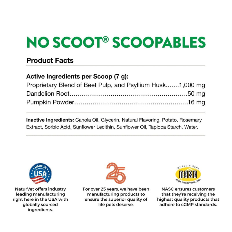 NaturVet Scoopables No Scoot For Dog Bite - Chewable Stool & Bowel Health Pet Supplement - Pumpkin, Psyllium Husk, & Beet Pulp - 11oz Bag - dog supplement - 797801605342