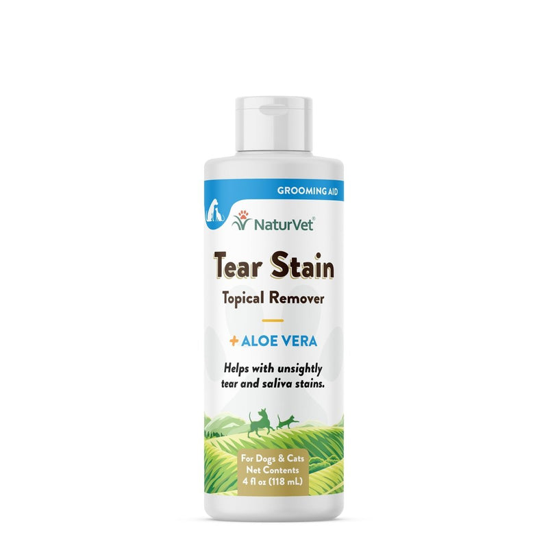 NaturVet – Tear Stain Topical Remover Plus Aloe – 4 oz | Eliminates Unsightly Tear & Saliva Stains | Gentle, Water - Based Formula | for Dogs & Cats