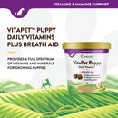 NaturVet VitaPet Puppy Daily Vitamins for Dogs – Plus Breath Aid – Formulated to Provide Puppies with Essential Vitamins - Minerals - Amino Acids & Fatty Acids - 70 Soft Chews