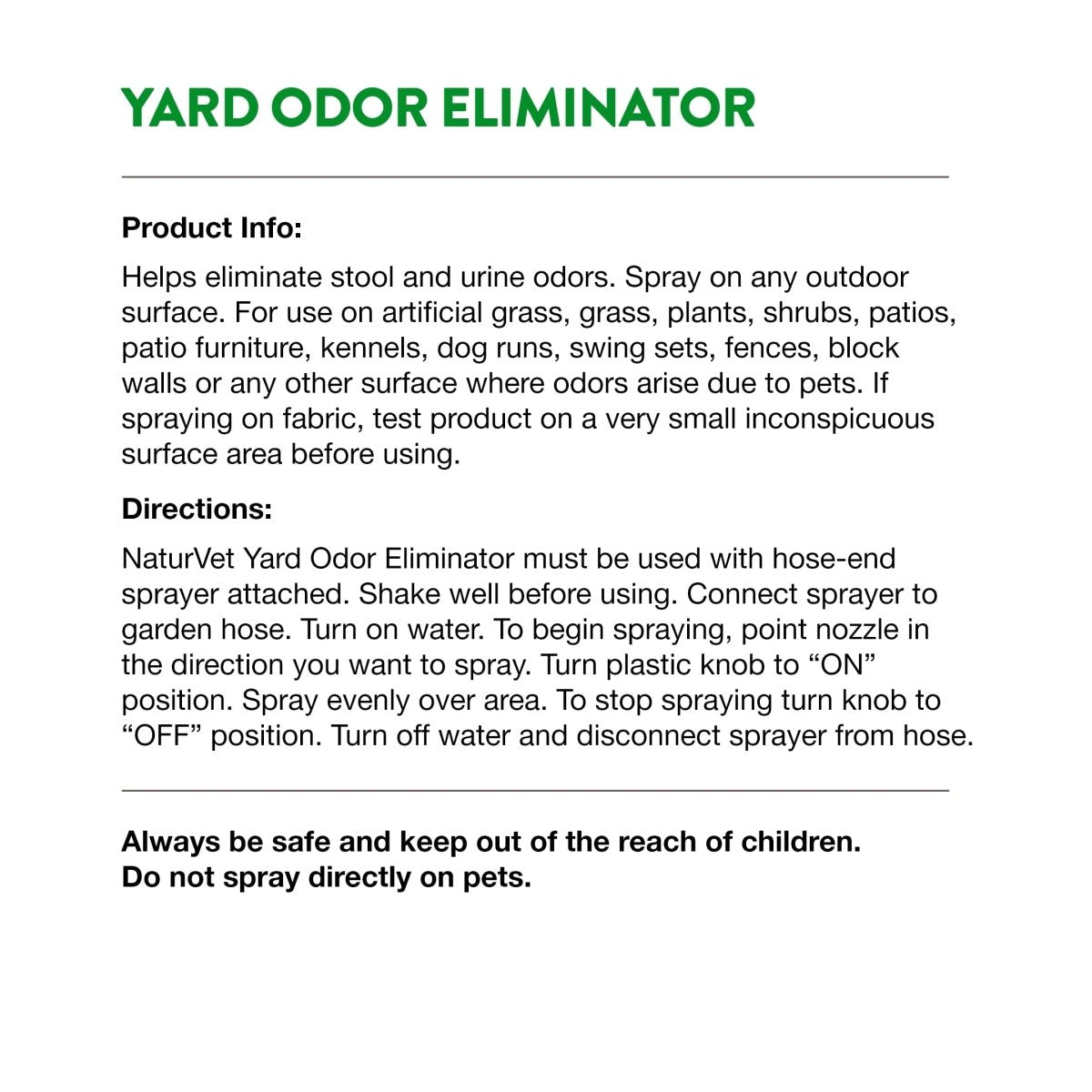 NaturVet Yard Odor Eliminator - Eliminate Stool and Urine Odors from Lawn and Yard – Designed for Use on Grass, Plants, Patios, Gravel, Concrete & More – 31.6 oz