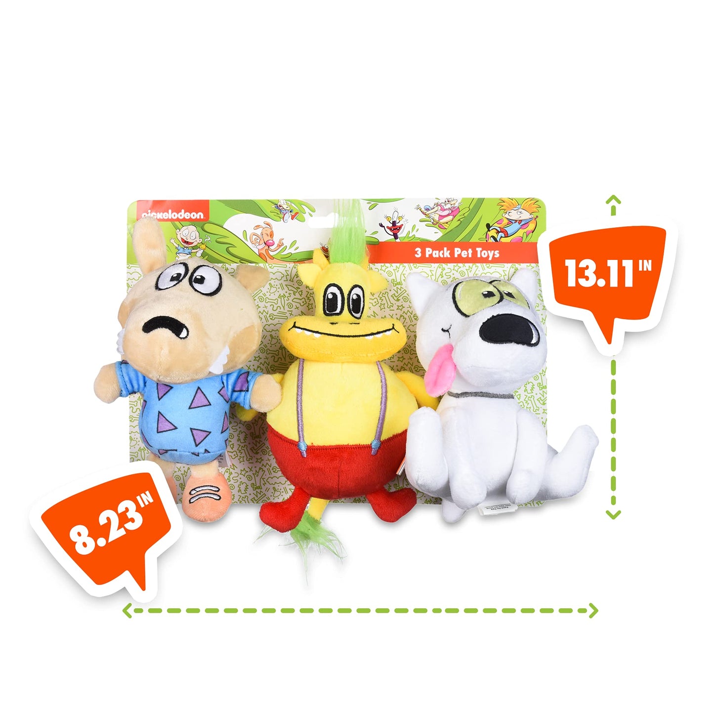 Nickelodeon Rocko's Modern Life Dog Toy Set | 3pc 6 - Inch Plush Toys