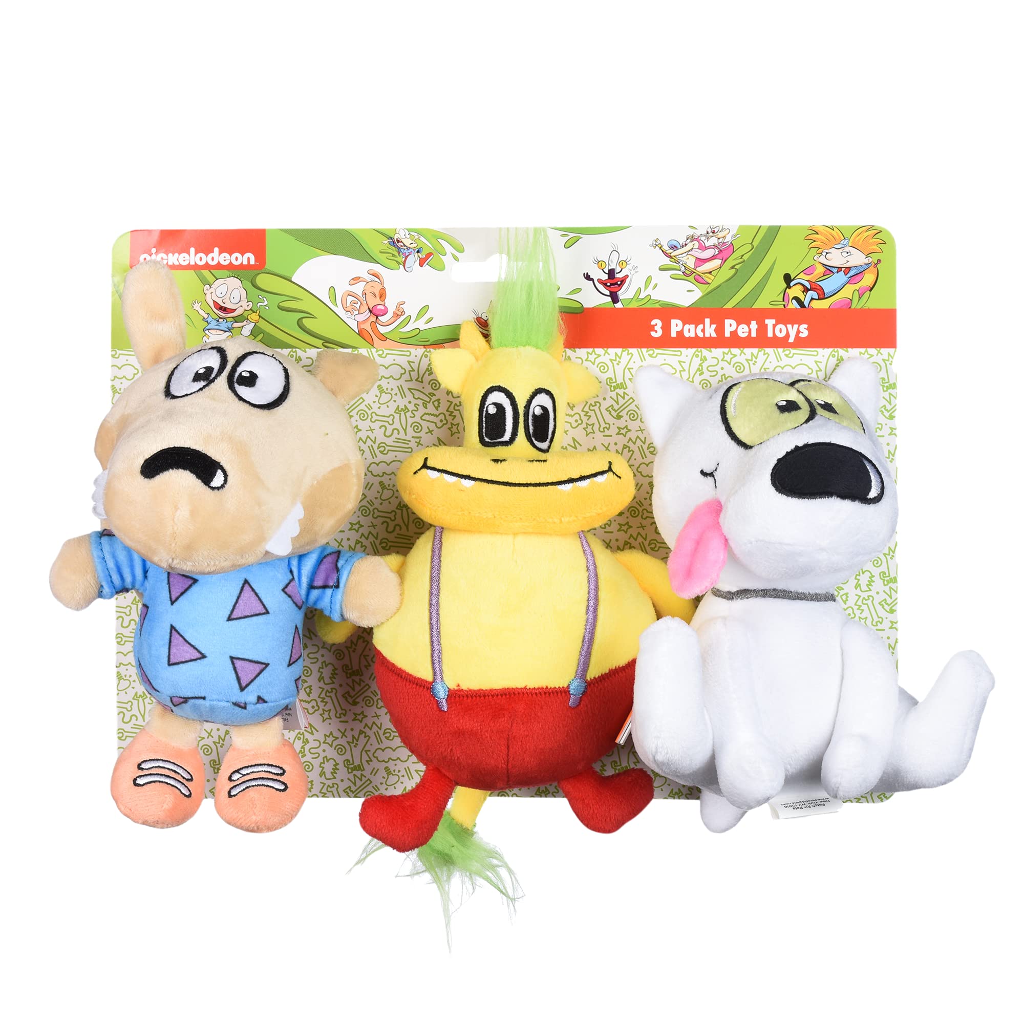 Nickelodeon Rocko's Modern Life Dog Toy Set | 3pc 6 - Inch Plush Toys