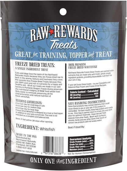 Northwest naturals raw rewards dog & cat treats freeze dried white fish 2.5oz
