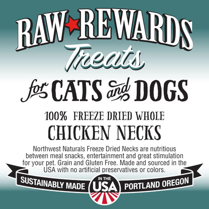 Northwest Naturals Raw Rewards Freeze - Dried Chicken Neck Treats For Dogs And Cats - Whole Neck - Healthy, 1 Ingredient, Human Grade Pet Food, All Natural - 4 Oz