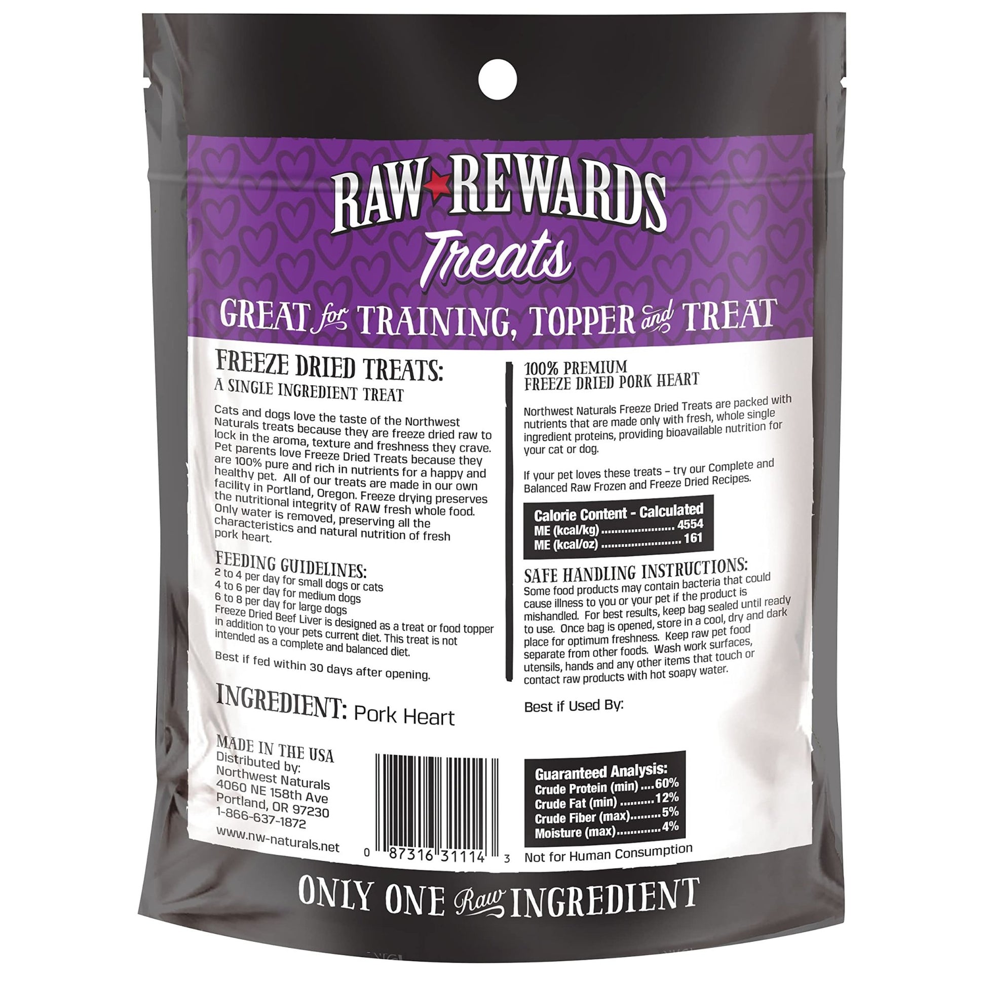Northwest Naturals Raw Rewards Freeze - Dried Pork Heart Treats - 3 oz