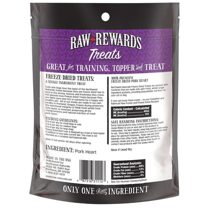 Northwest Naturals Raw Rewards Freeze - Dried Pork Heart Treats - 3 oz