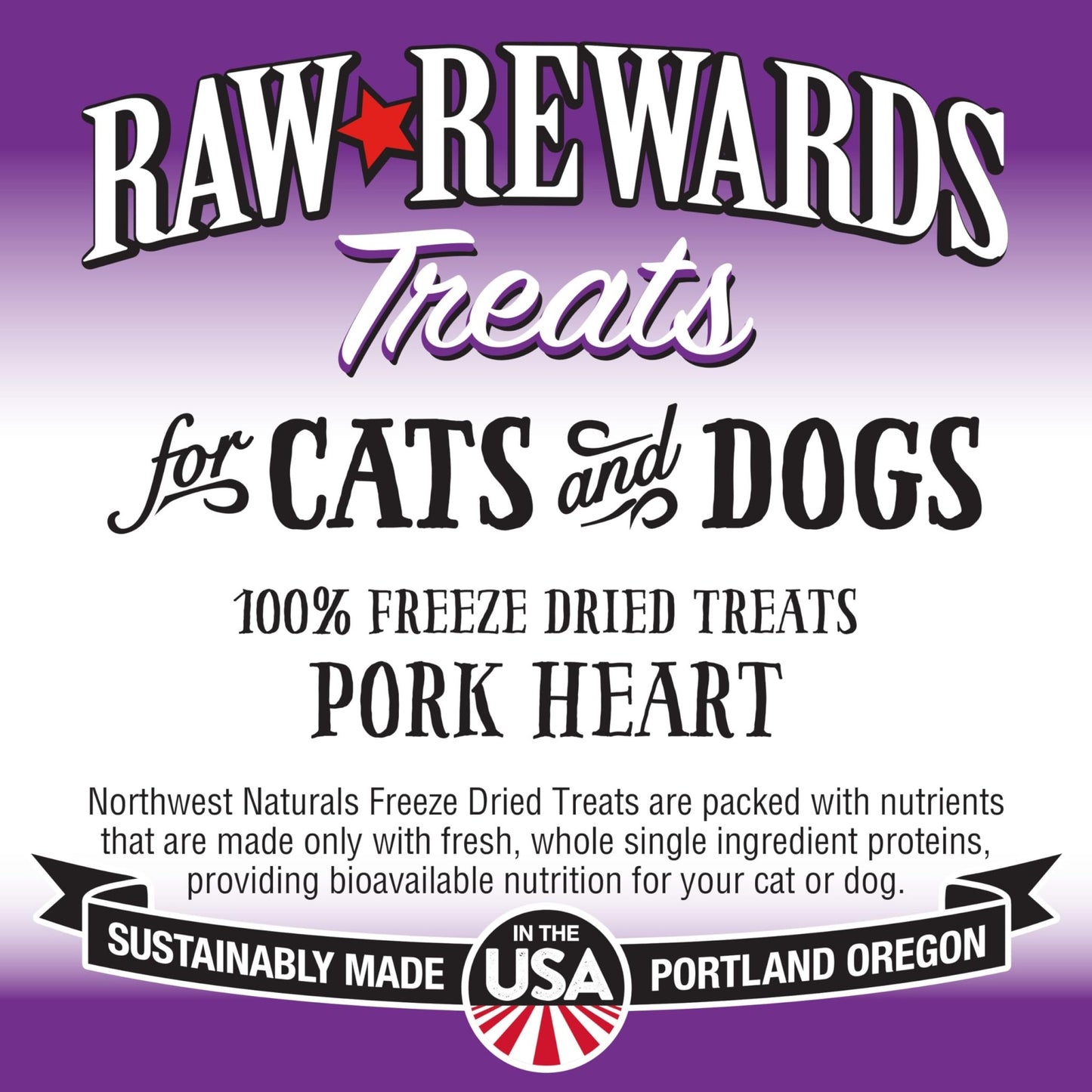 Northwest Naturals Raw Rewards Freeze - Dried Pork Heart Treats - 3 oz