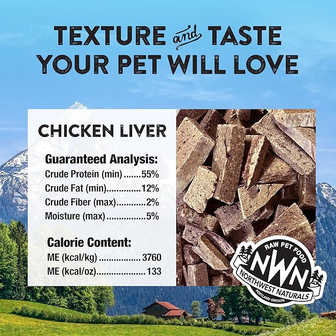 Northwestnaturals raw rewards freeze dried chicken liver 3oz dog & cat treats