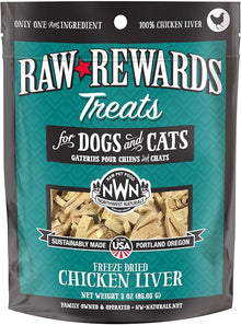 Northwestnaturals raw rewards freeze dried chicken liver 3oz dog & cat treats