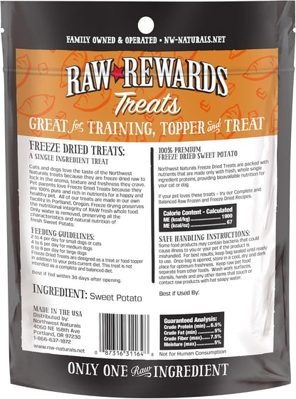 Northwestnaturals raw rewards freeze dried sweet potato dog & cat treats 2oz