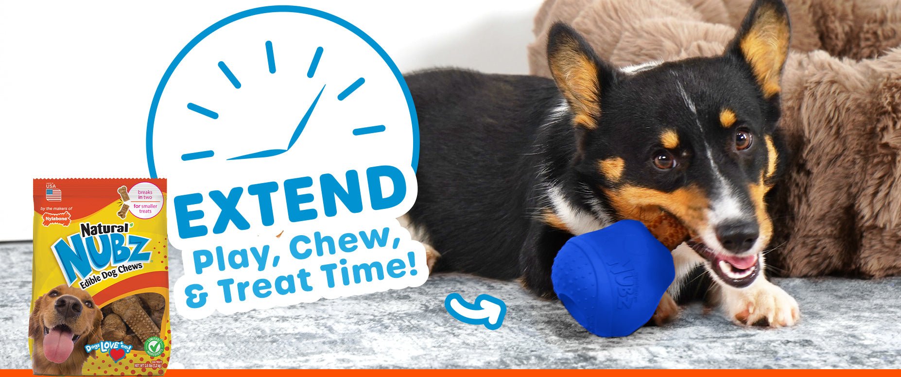 Nubz treat and chew drum stick treat toy