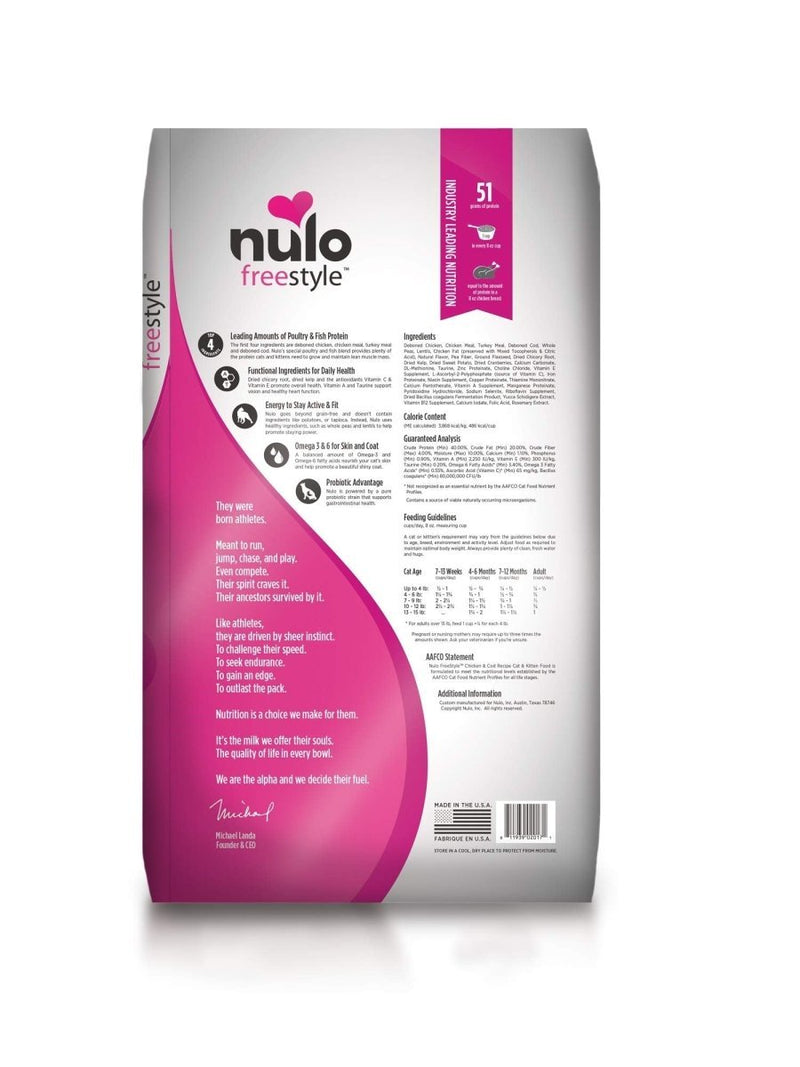 Nulo Adult & Kitten Grain Free Dry Cat Food With Bc30 Probiotic - Chicken - 5Lb Bag