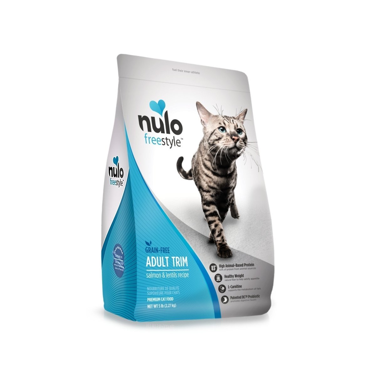 Nulo Adult Trim Grain Free Dry Cat Food With Bc30 Probiotic - Salmon & Lentils Recipe - 5Lb Bag