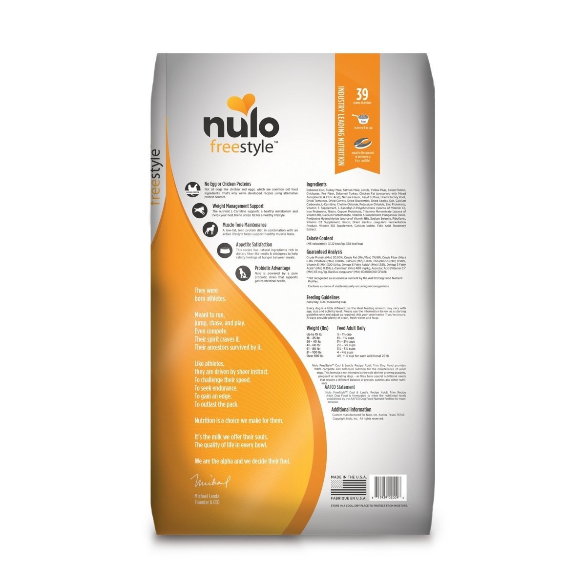 Nulo Adult Trim Grain Free Healthy Weight Dry Dog Food With Bc30 Probiotic - Cod And Lentils Recipe - 11Lb Bag