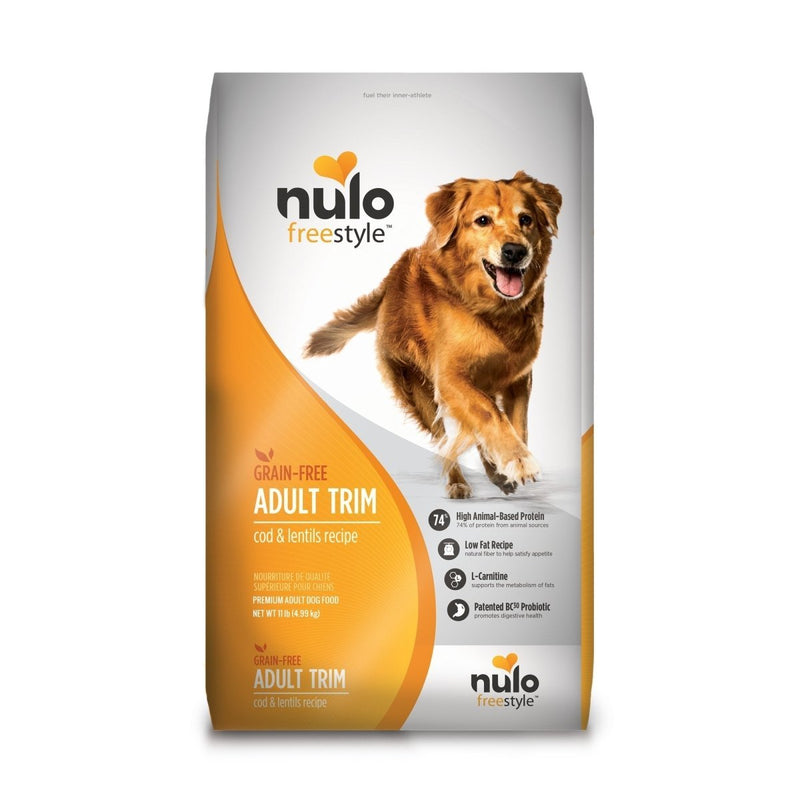 Nulo Adult Trim Grain Free Healthy Weight Dry Dog Food With Bc30 Probiotic - Cod And Lentils Recipe - 11Lb Bag