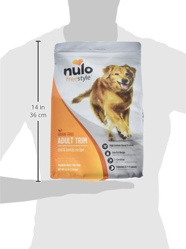 Nulo Adult Trim Grain Free Healthy Weight Dry Dog Food With Bc30 Probiotic - Cod And Lentils Recipe - 4.5Lb Bag