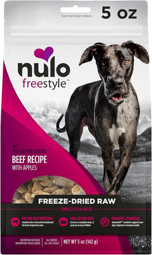 Nulo freestyle freeze dried raw grain free beef recipe with apples 5oz dog treats