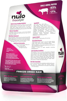 Nulo freestyle freeze dried raw grain free beef recipe with apples 5oz dog treats