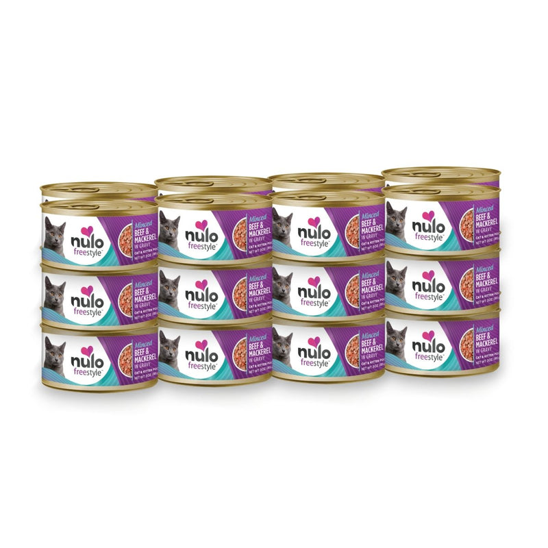 Nulo Freestyle Minced Beef & Mackerel - Grain - Free Wet Cat Food - Omega 6 and 3