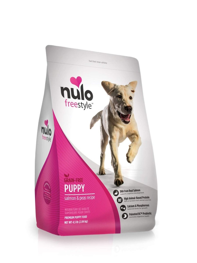 Nulo Freestyle Puppy Food Grain Free Dry Food With Bc30 Probiotic And Dha - Salmon And Peas Recipe - 4.5Lb Bag