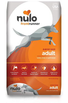 Nulo Frontrunner Dry Dog Food for Adult Dogs - Grain Inclusive Turkey & Trout Recipe with High Taurine Levels - 23 lb Bag
