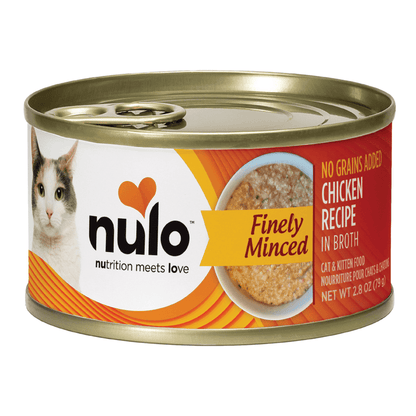 Nulo minced chicken recipe in broth wet canned cat & kitten food 2.8oz