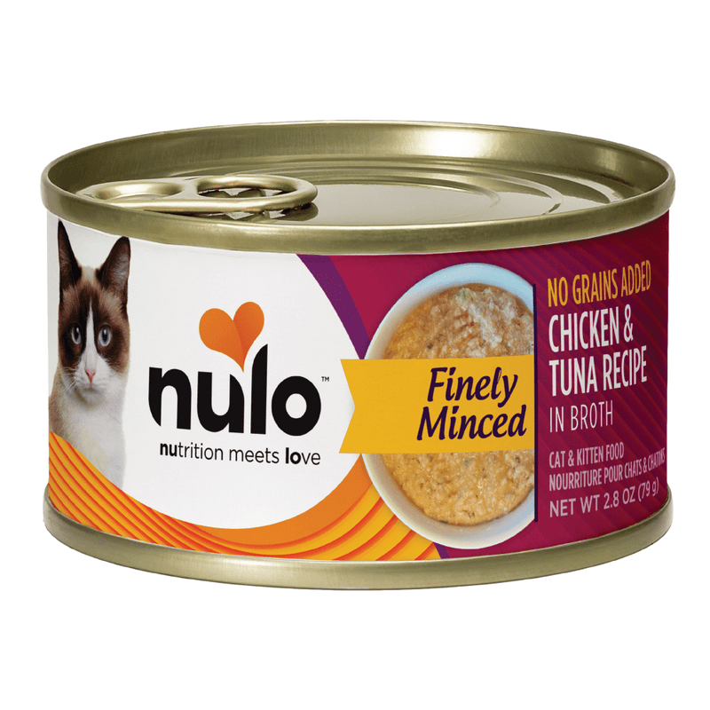Nulo minced chicken & tuna recipe in broth wet canned cat food 3oz