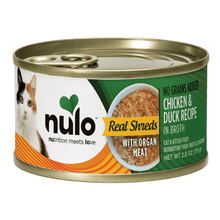 Nulo real shreds with organ meat chicken & duck recipe in broth wet canned cat food 2.8oz