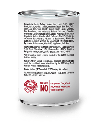 Nulo wet canned dog food lamb & lentils recipe 13oz