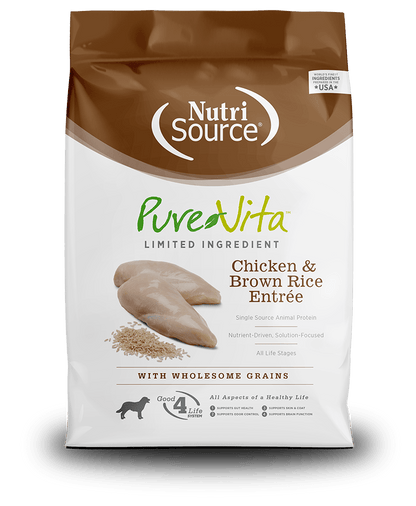 Nutri source purevita limited ingredients chicken and brown rice entree dog food 4lbs