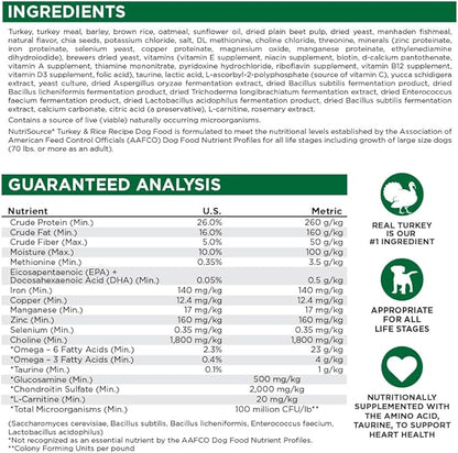 Nutri source turkey and rice recipe 12 lb