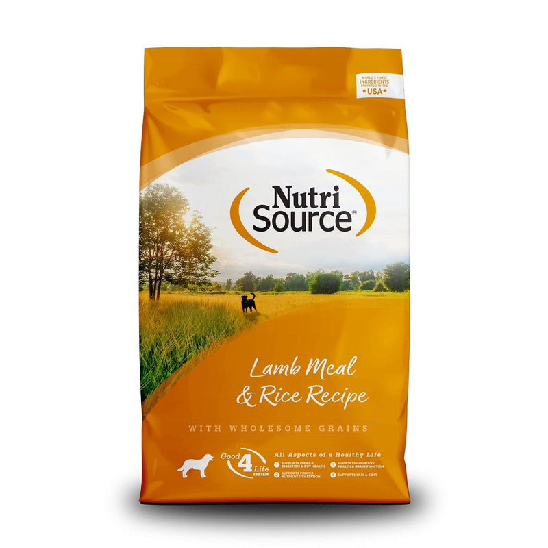 NutriSource Adult Dog Food, Made with Lamb & Rice, with Wholesome Grains, 15LB, Dry Dog Food