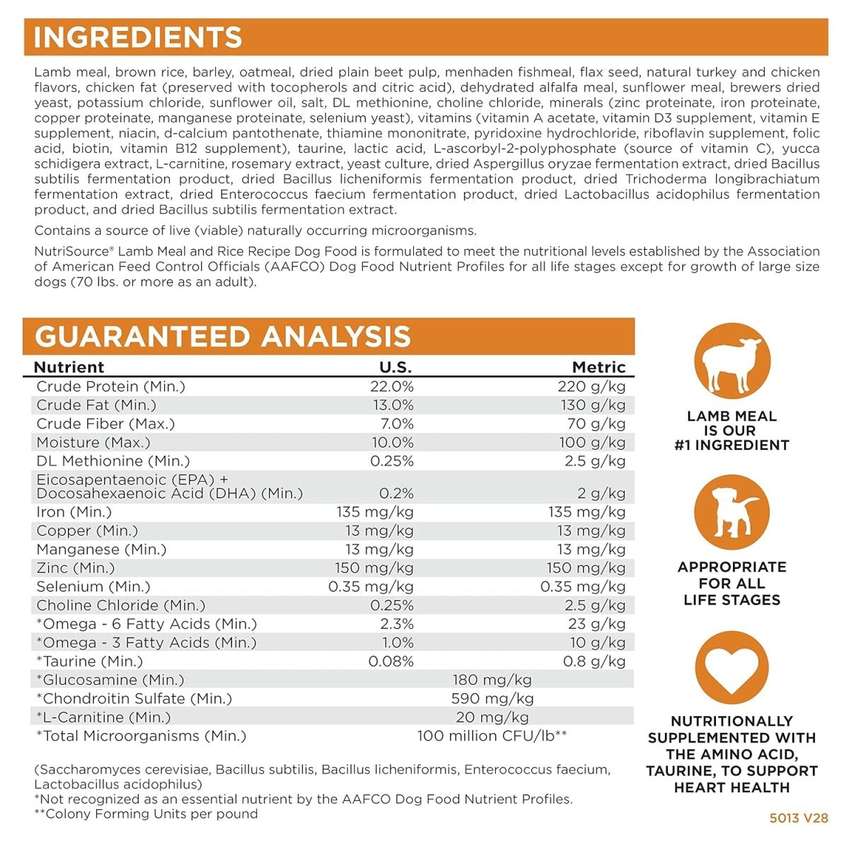 NutriSource Adult Dry Dog Food, Lamb Meal and Rice, 26LB