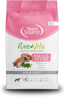 Nutrisource grain free salmon & peas small bites dry dog kibble 12lbs