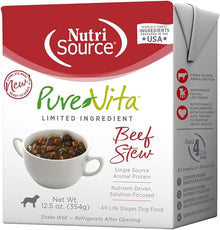 Nutrisource pure vita beef stew limited ingredient 12.5oz wet dog food