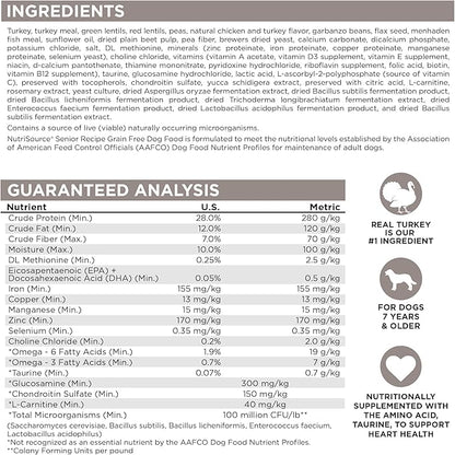 Nutrisource senior recipe grain free 5lb