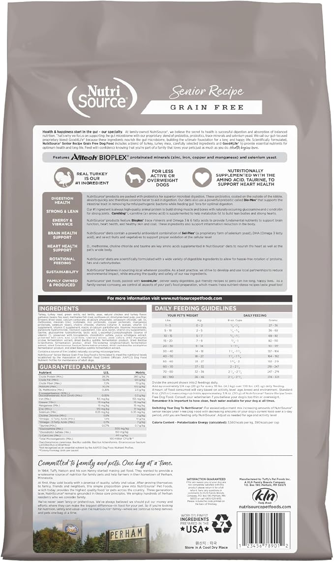 Nutrisource senior recipe grain free 5lb