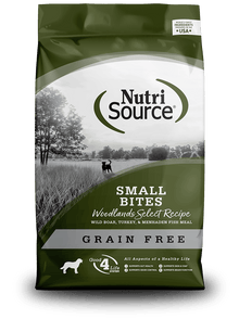 Nutrisource small bites woodlands select recipe grain free dry dog kibble 4lb bag