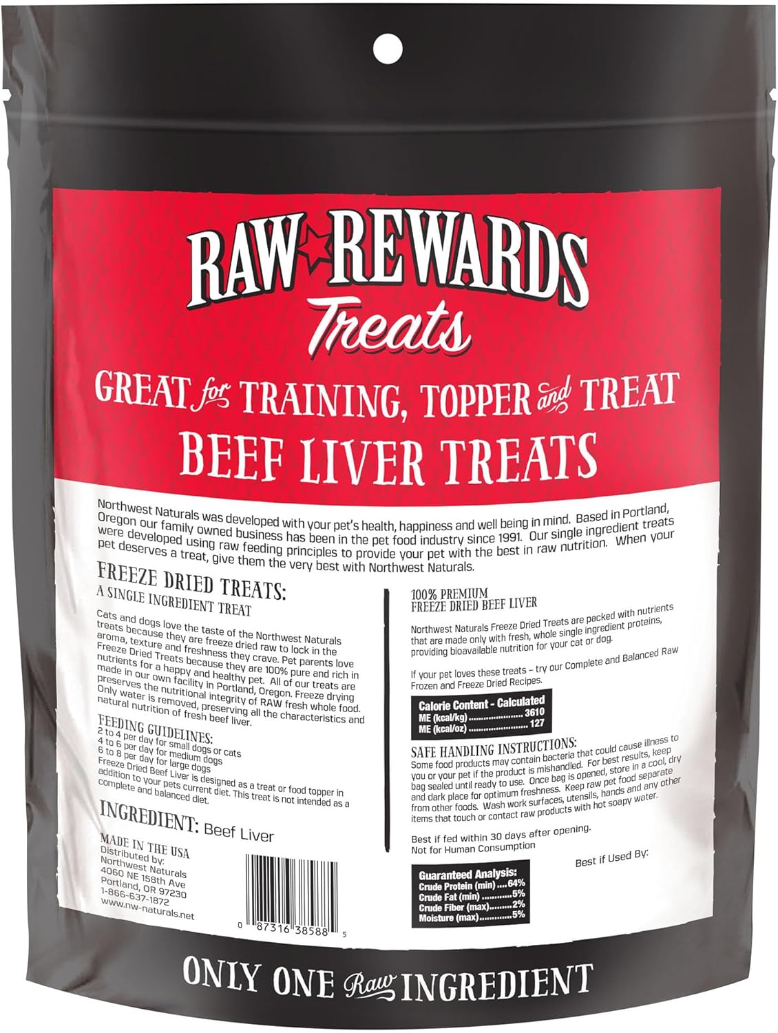 NWN northwest naturals raw rewards beef liver freeze dried dog treats 10oz