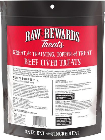 NWN northwest naturals raw rewards beef liver freeze dried dog treats 10oz