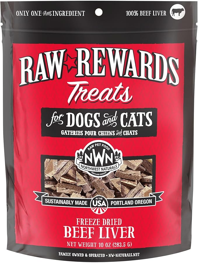 NWN northwest naturals raw rewards beef liver freeze dried dog treats 10oz