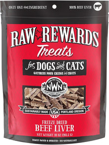 NWN northwest naturals raw rewards beef liver freeze dried dog treats 10oz