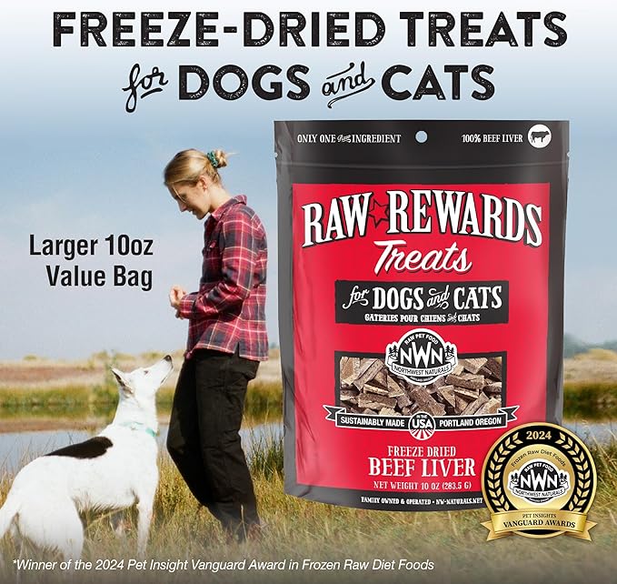 NWN northwest naturals raw rewards beef liver freeze dried dog treats 10oz