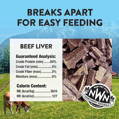 NWN northwest naturals raw rewards freeze dried beef liver dog cat treats 3oz