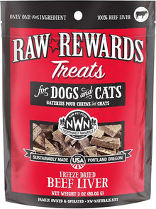 NWN northwest naturals raw rewards freeze dried beef liver dog cat treats 3oz