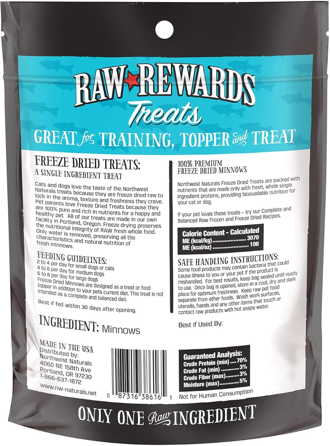 NWN Northwestnaturals freeze dried minnows dog cat treats 1oz